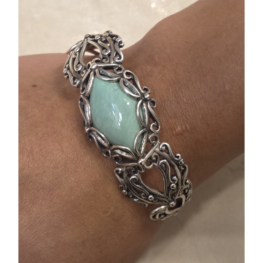 Carolyn Pollack Relios Sterling Silver‎ 24.49tcw Chrysoprase Bracelet 7-7.5"
